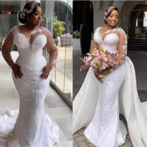 Customized pearl beaded 2 in  one dress