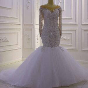 sequence Long Sleeve Mermaid Wedding Dress